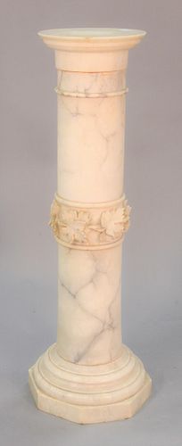 WHITE MARBLE PEDESTAL CARVED FLORAL 37aeb8