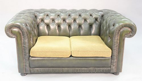 A CHESTERFIELD STYLE GREEN TUFTED 37aecd