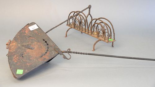 TWO PRIMITIVE IRON PIECES TOASTER 37aed2