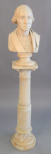 ALABASTER CARVED PEDESTAL WITH 37aed3