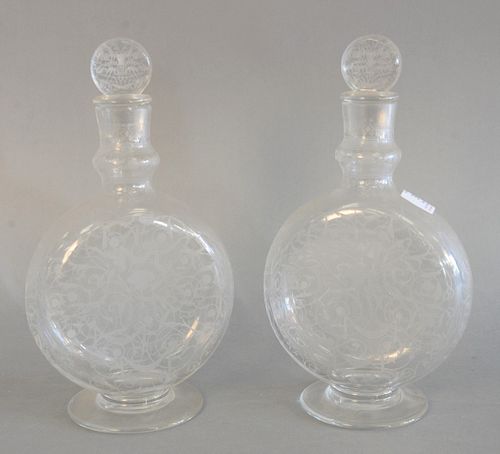 PAIR OF BACCARAT GLASS ACID ETCHED