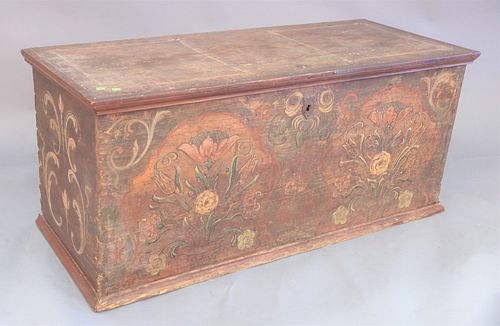 LIFT TOP BLANKET CHEST, PAINT DECORATED