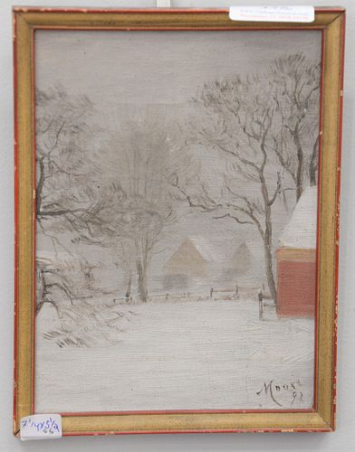 MOORE OIL ON BOARD, WINTER SCENE,