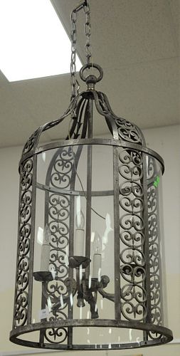 IRON AND CURVED GLASS CHANDELIER 37af22