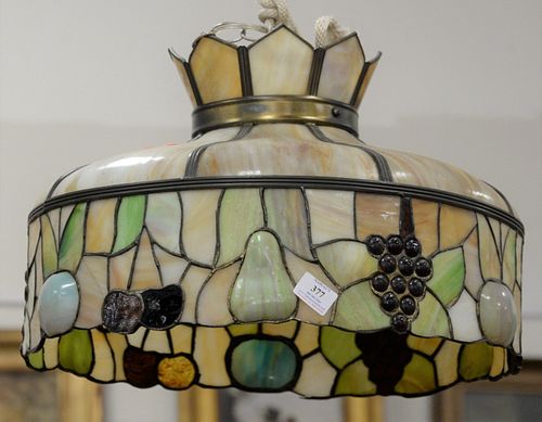 EIGHT PANELLED HANGING GLASS LAMP,