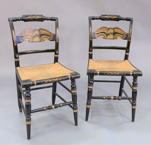 SET OF SIX HITCHCOCK CHAIRS, STENCILED