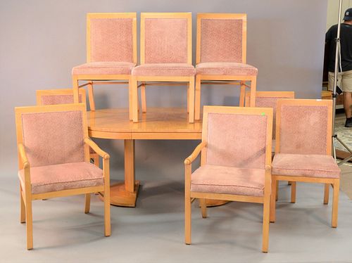 TEN PIECE BAKER BLONDE DINING SET WITH