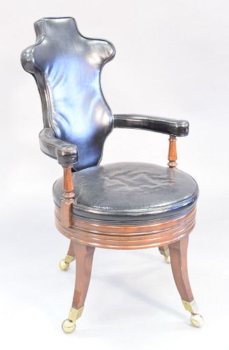BLACK LEATHER SWIVEL OFFICE ARMCHAIR  37af93