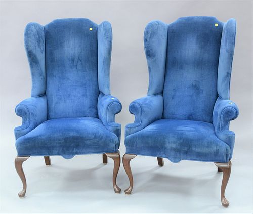 PAIR OF QUEEN ANNE STYLE WING CHAIRS 37afba