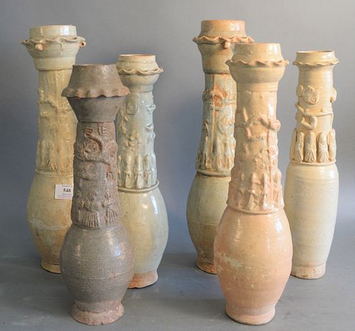 SIX CHINESE EARTHENWARE FUNERARY