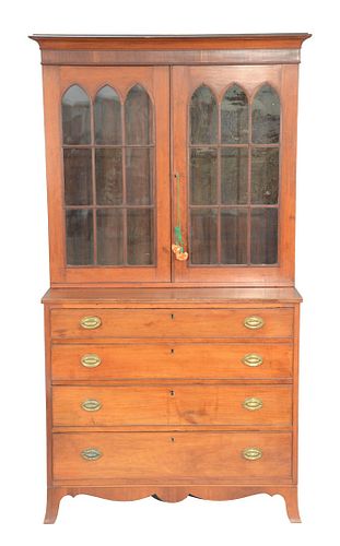 FEDERAL CHERRY TWO PART CABINET/CHEST,