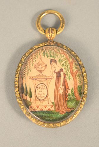 LOCKET WITH OVAL PAINTING MEMORIAL 37affb