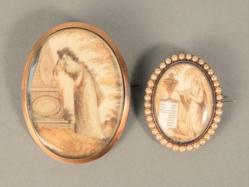 TWO MEMORIAL PINS EACH WITH WOMAN AT