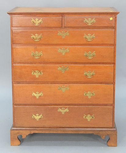 CHIPPENDALE TALL CHEST HAVING TWO 37b006