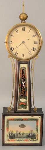 BANJO CLOCK, MAHOGANY WITH EGLOMISE