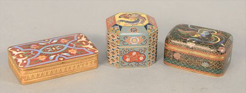 SET OF THREE SMALL CLOISONNE BOXES