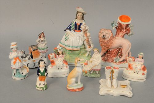 TEN STAFFORDSHIRE FIGURES AND ARTICLES 37b087