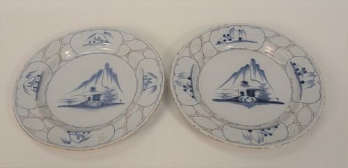 PAIR BRISTOL TIN GLAZED CHARGERS,