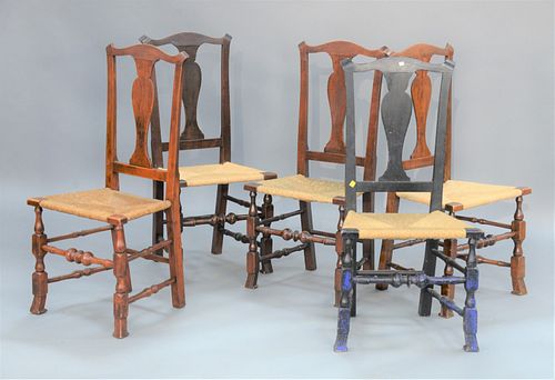 FIVE QUEEN ANNE CHAIRS, ASSEMBLED
