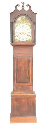 MAHOGANY TALL CLOCK HAVING BROKEN 37b0ff