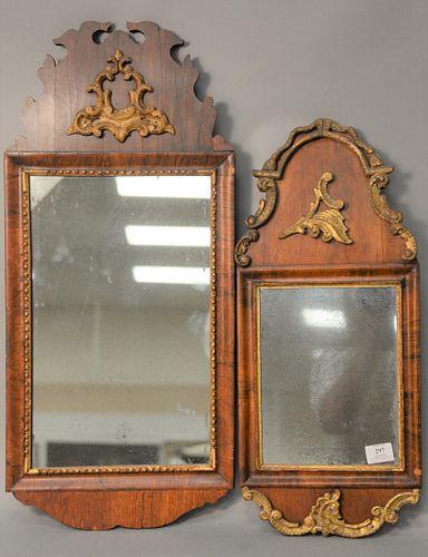 TWO SMALL QUEEN ANNE MIRRORS MAHOGANY 37b100