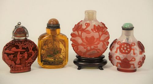 GROUP OF FOUR CHINESE SNUFF BOTTLES  37b10c