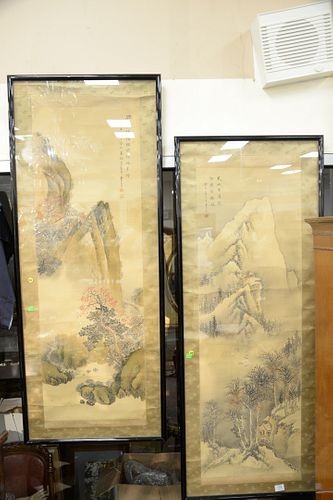 PAIR OF CHINESE SCROLLS, BOTH WATERCOLOR