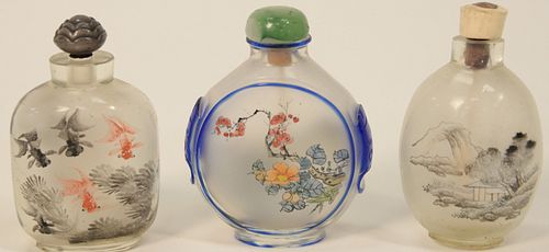 THREE REVERSE PAINTED SNUFF BOTTLES 37b176