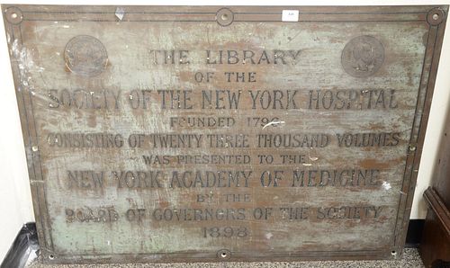 BRONZE ENAMELED PLAQUE, THE LIBRARY