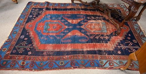 CAUCASIAN ORIENTAL AREA RUG WORN  378b01