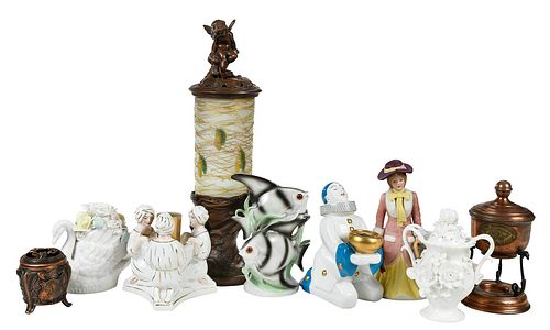 10 CERAMIC PERFUME LAMPS AND OTHERS20th