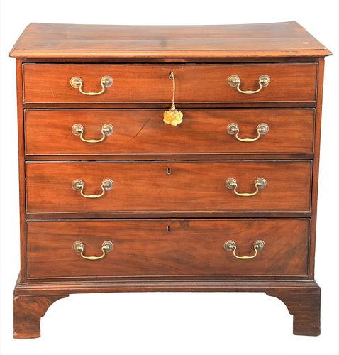 MAHOGANY FOUR DRAWER CHEST, ON