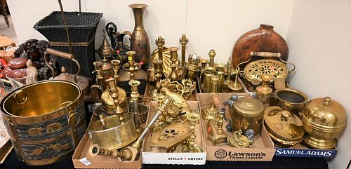 EIGHT BOX LOTS OF SMALL BRASS ITEMS,