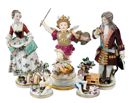 FIVE BRITISH AND CONTINENTAL PORCELAIN