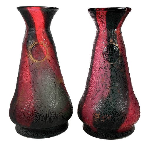 PAIR OF DAUM NANCY ACID ETCHED