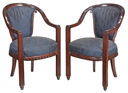 PAIR PAUL FOLLOT ATTRIBUTED UPHOLSTERED