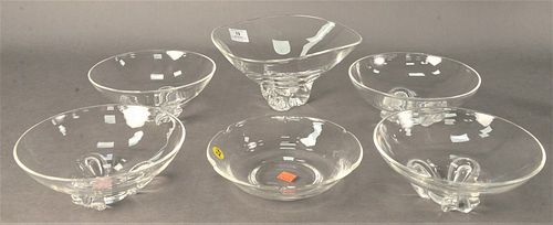 GROUP OF SIX STEUBEN CRYSTAL BOWLS,