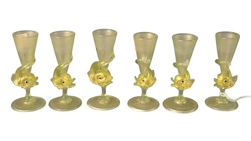 SET OF SEVEN VENETIAN GLASS CORDIALS,