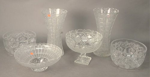 GROUP OF LARGE BOHEMIAN GLASS PIECES,
