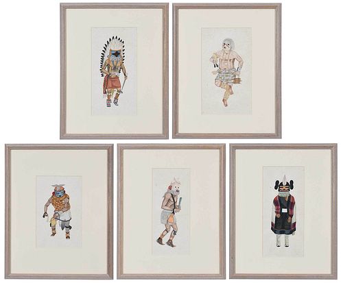 FIVE KACHINA PAINTINGS(Probably
