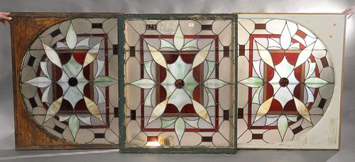 SET OF THREE STAINED GLASS WINDOWS 378d8a