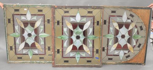 SET OF THREE STAINED GLASS WINDOWS  378d8c