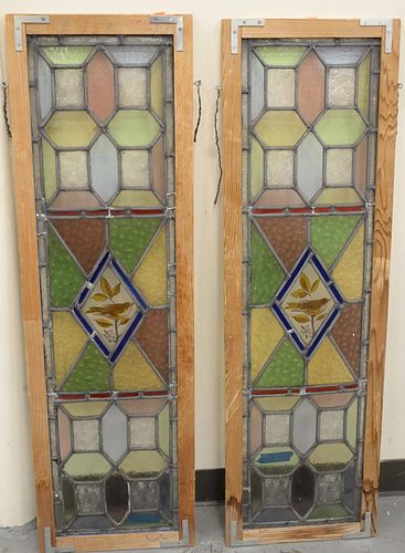 SET OF FOUR STAINED GLASS WINDOWS  378d8e