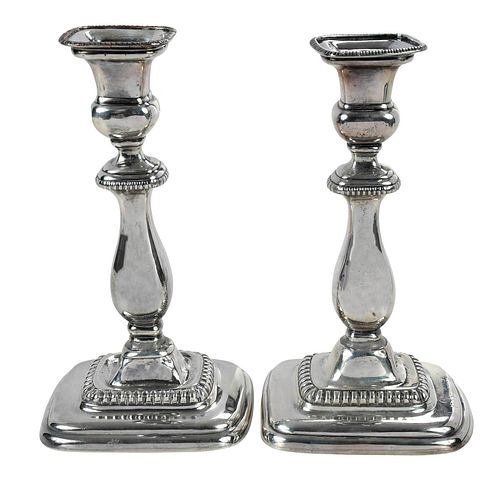 PAIR OF COIN SILVER CANDLESTICKS 378dc2