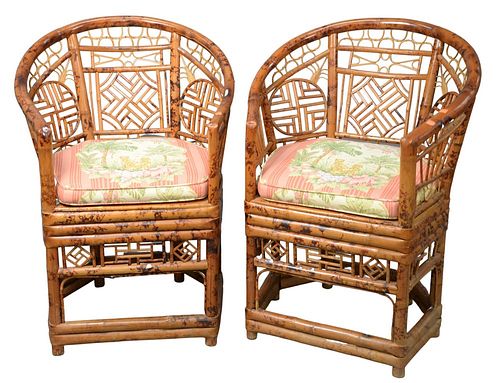 PAIR OF BAMBOO ARM CHAIRS, HAVING