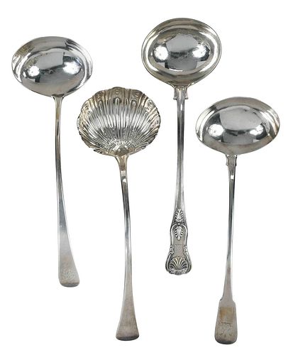 FOUR ENGLISH SILVER LADLESLondon  378e09