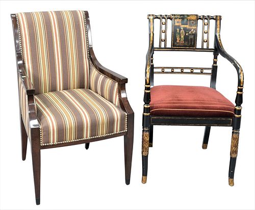 TWO ARM CHAIRS ONE HAVING CHINOISERIE 378e14