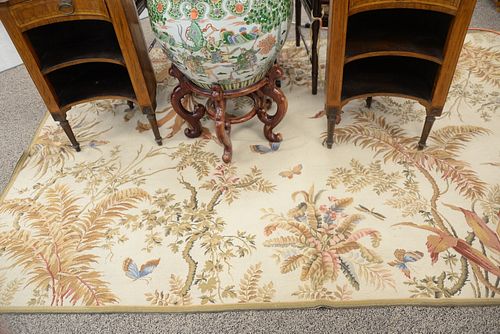 HOOKED RUG, HAVING FLORAL AND BUTTERFLY