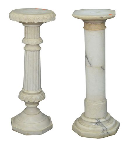 TWO MARBLE PEDESTALS ONE HAVING 378e6a