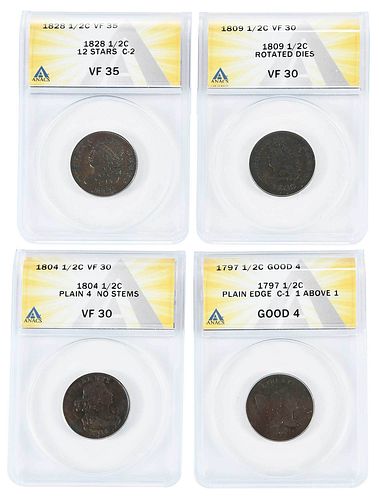 GROUP OF GRADED HALF CENTS1797,